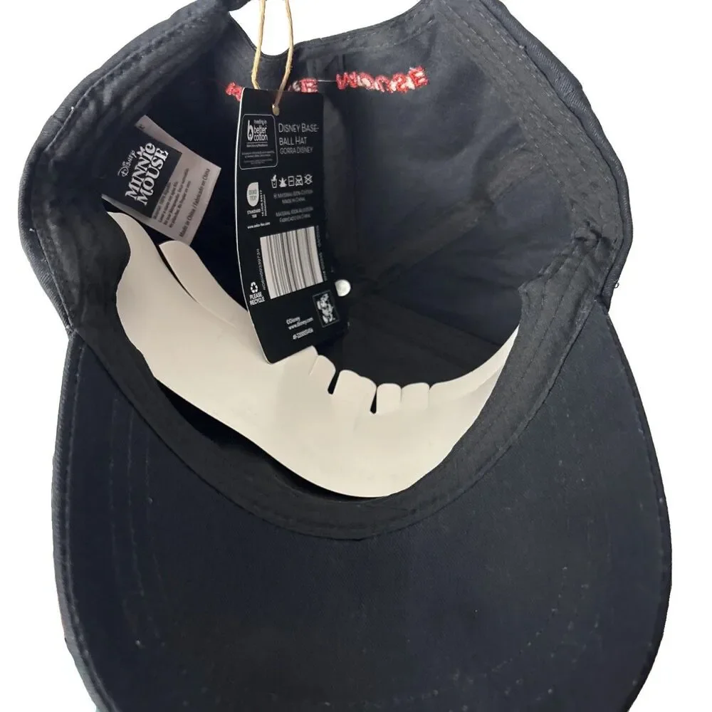 Disney Minnie Mouse Baseball Hat Black NWT Aldi Exclusive Red Bow Adjustable Cap